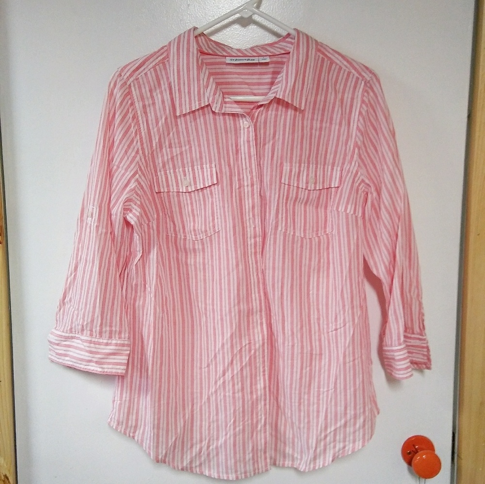St. John's Bay Striped Pink Shirt